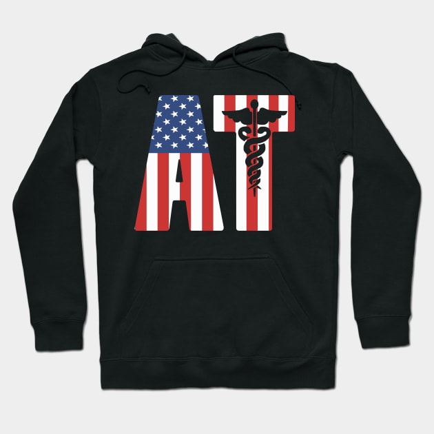 Athletic Trainer - Proud USA Flag American AT Hoodie by Shirtbubble